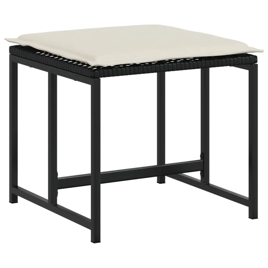 Ensemble à manger de jardin 9pcs coussins noir résine tressée - 5