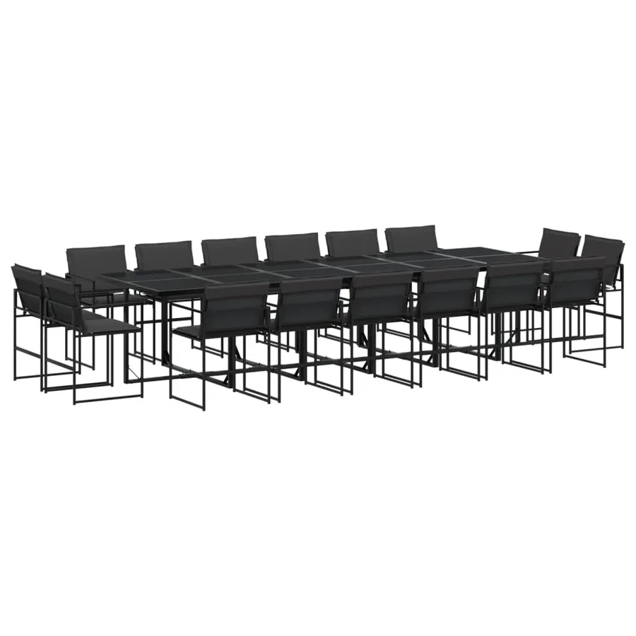 Ensemble à manger de jardin avec coussins 17 pcs noir textilène - 2