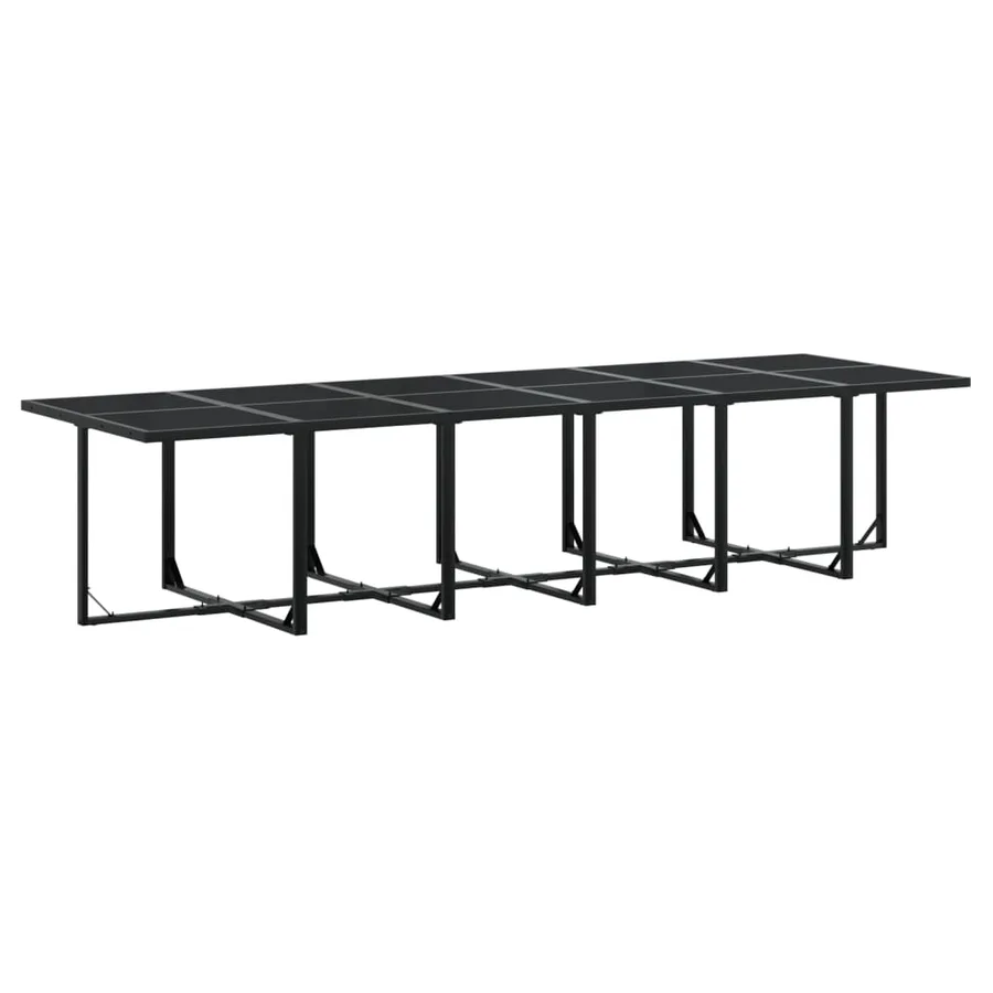 Ensemble à manger de jardin avec coussins 17 pcs noir textilène - 3