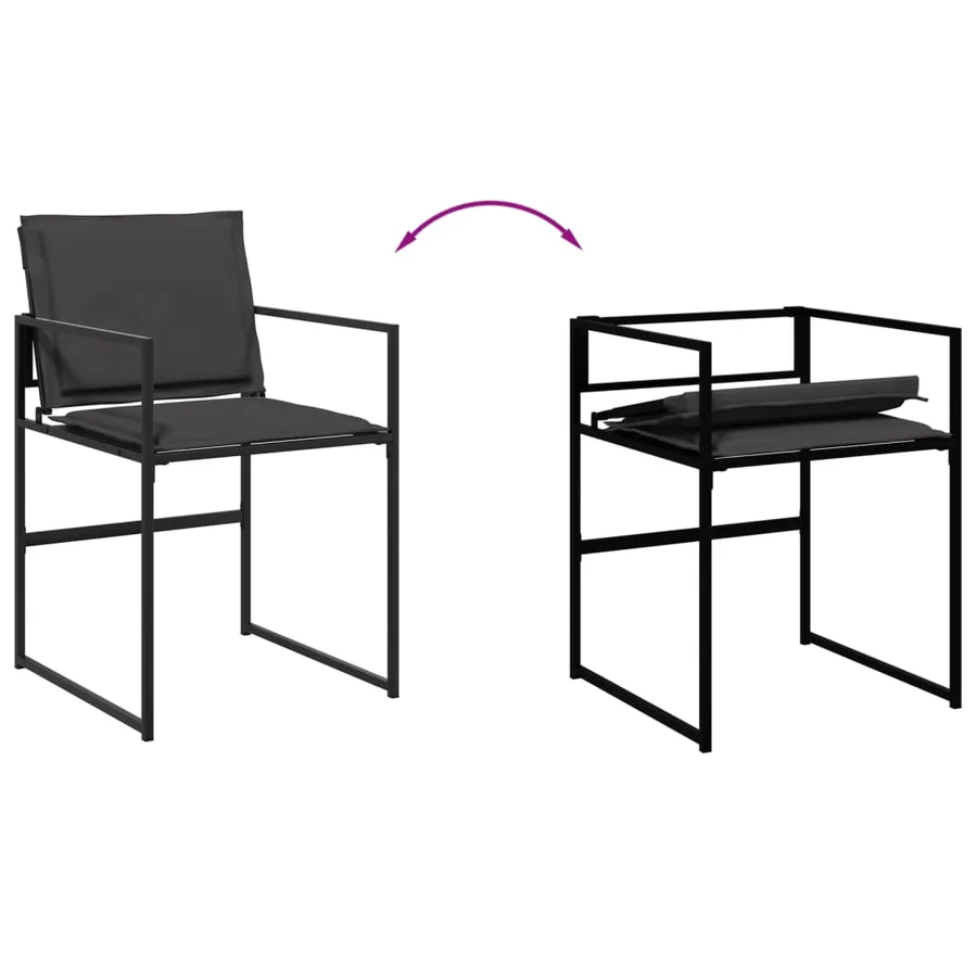 Ensemble à manger de jardin avec coussins 17 pcs noir textilène - 5