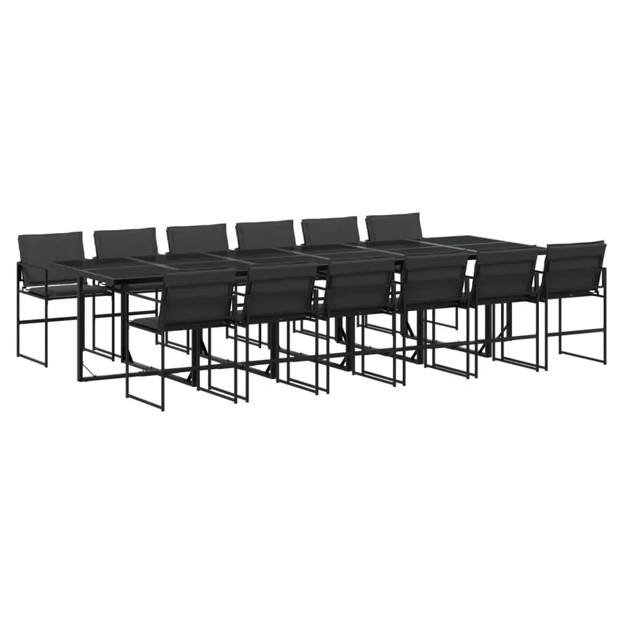 Ensemble à manger de jardin avec coussins 13 pcs noir textilène - 2