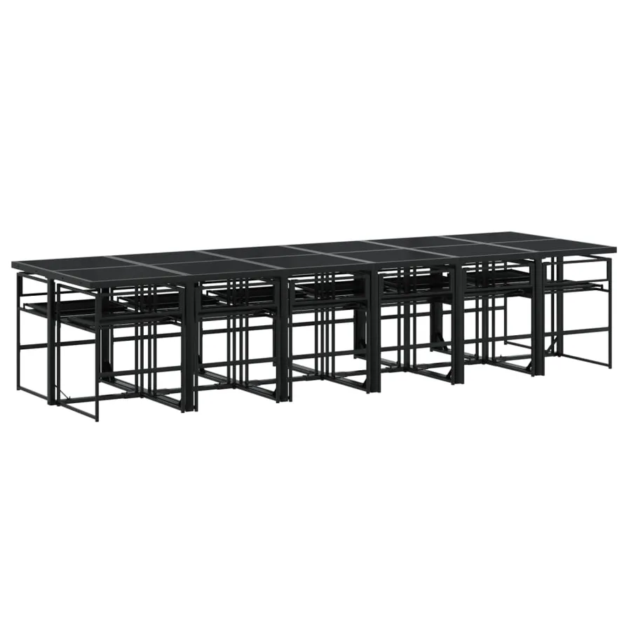 Ensemble à manger de jardin avec coussins 13 pcs noir textilène - 8