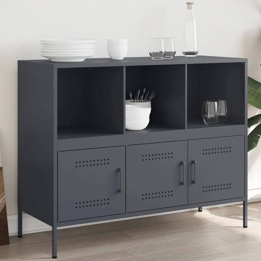 Buffet anthracite 100,5x39x79 cm acier