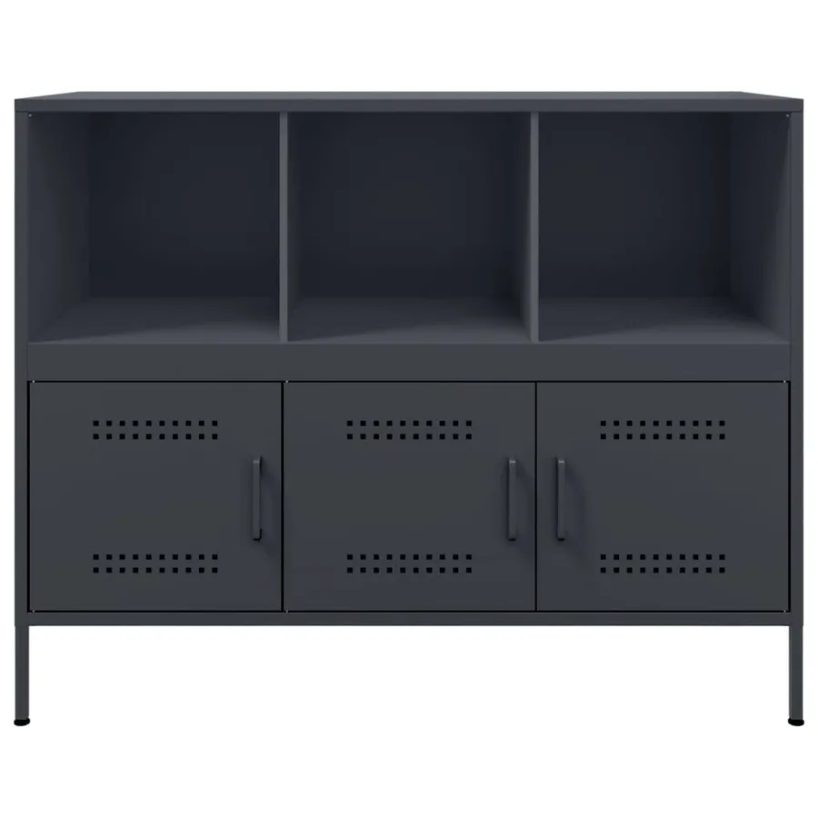 Buffet anthracite 100,5x39x79 cm acier - 6