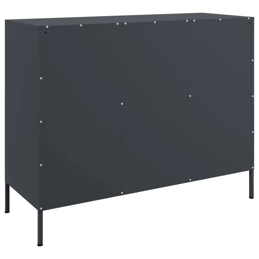 Buffet anthracite 100,5x39x79 cm acier - 8