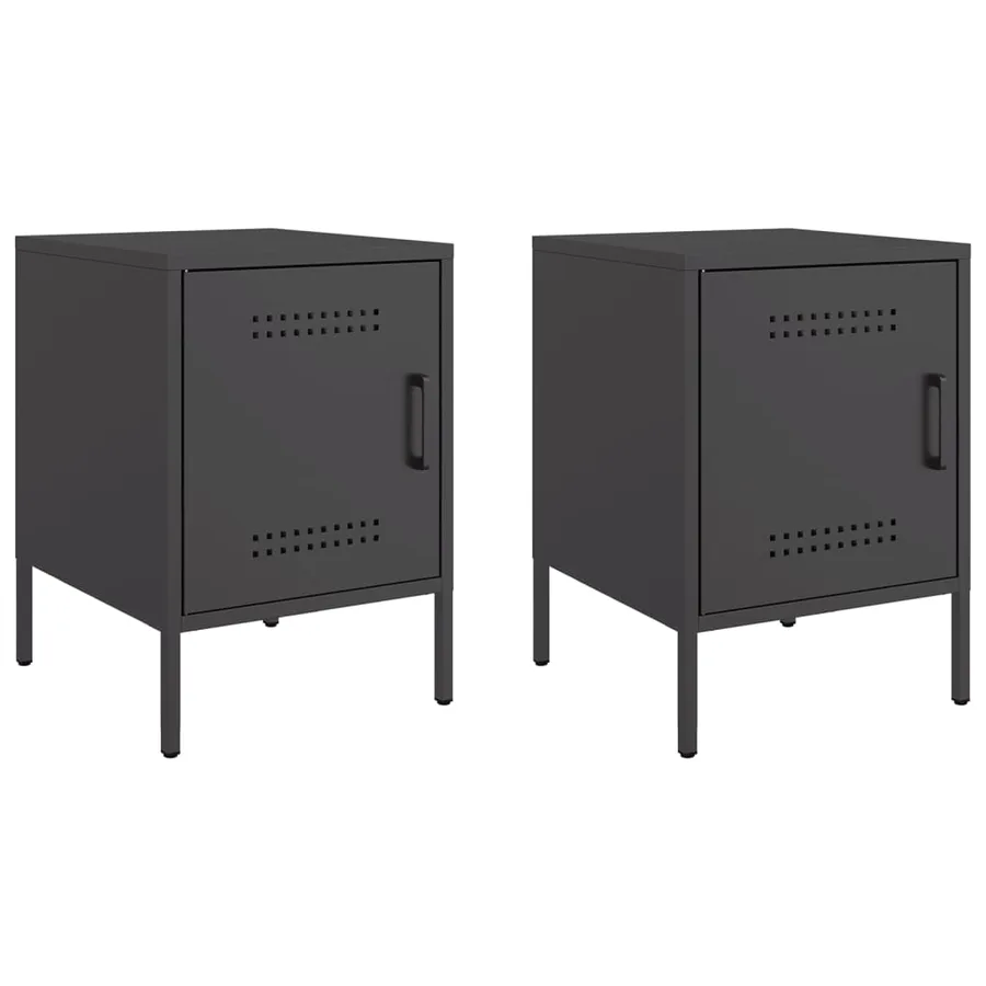 Tables de chevet 2 pcs noir 36x39x50,5 cm acier - 2