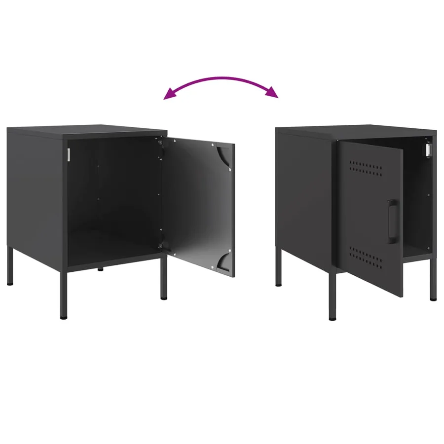 Tables de chevet 2 pcs noir 36x39x50,5 cm acier - 8