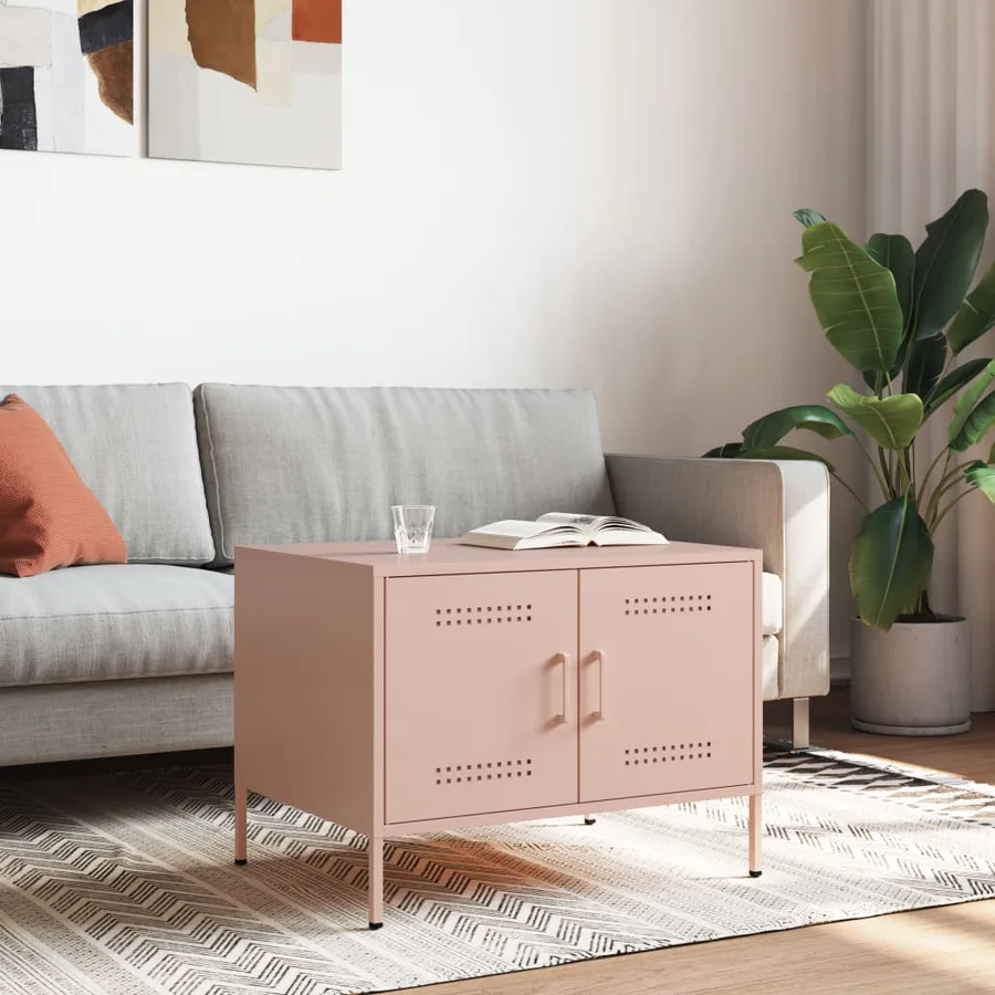 Table basse rose 68x50x50,5 cm acier - 2