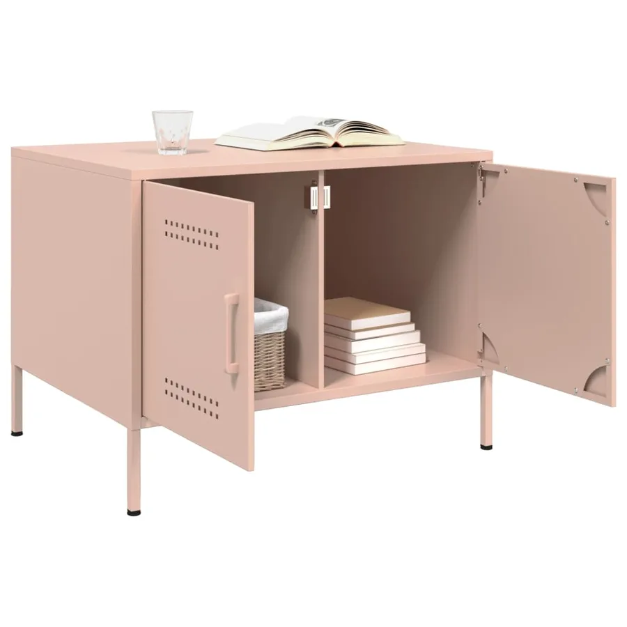 Table basse rose 68x50x50,5 cm acier - 4