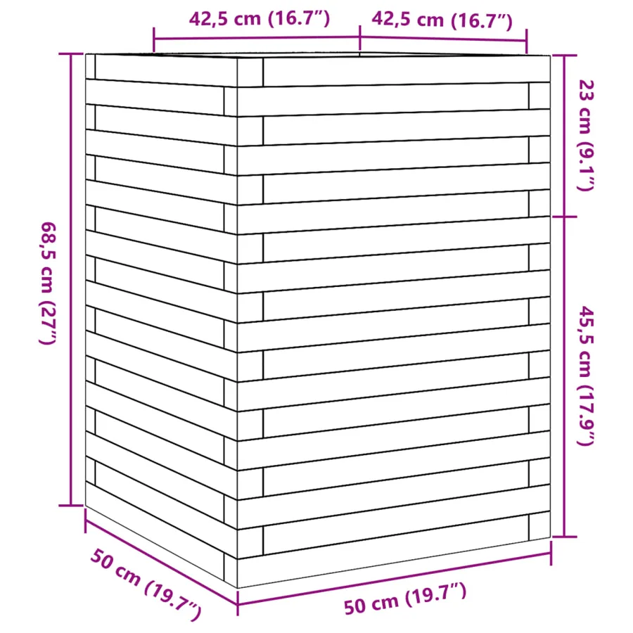 Jardinière blanc 50x50x68,5 cm bois de pin massif - 10