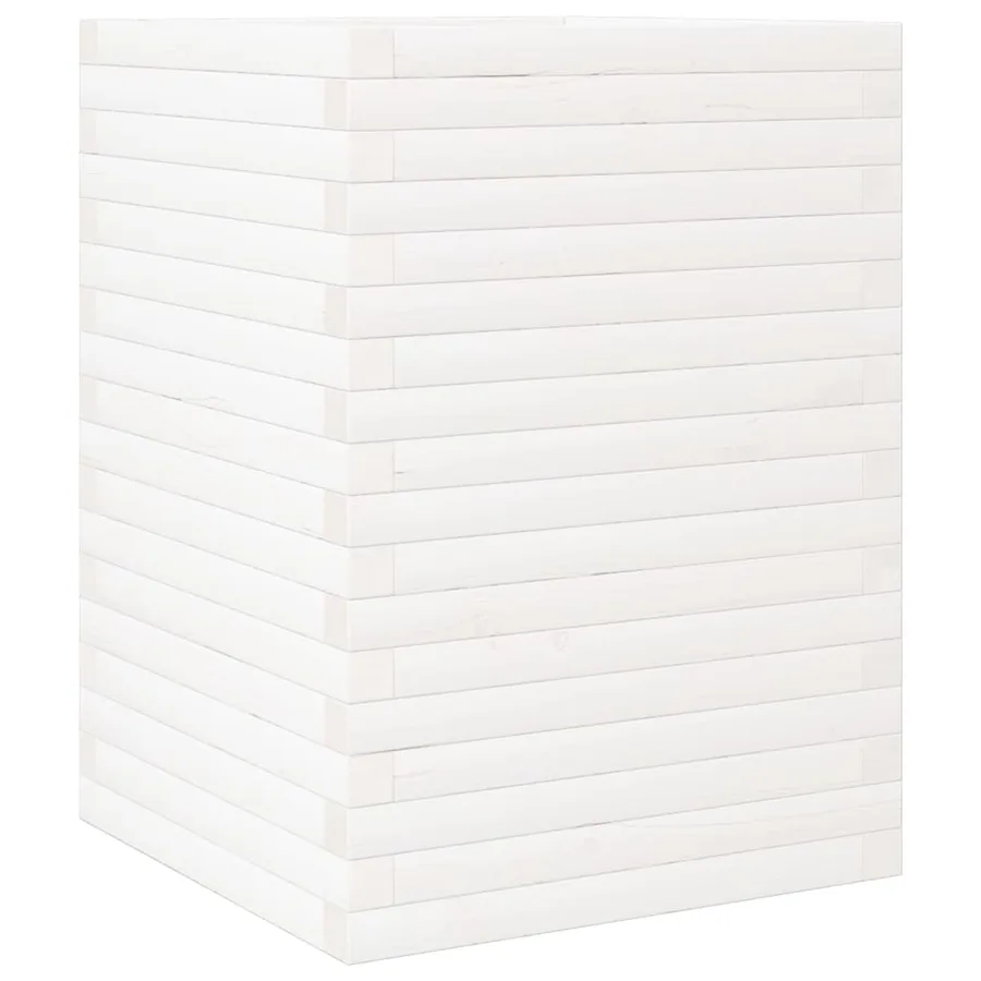 Jardinière blanc 50x50x68,5 cm bois de pin massif - 7