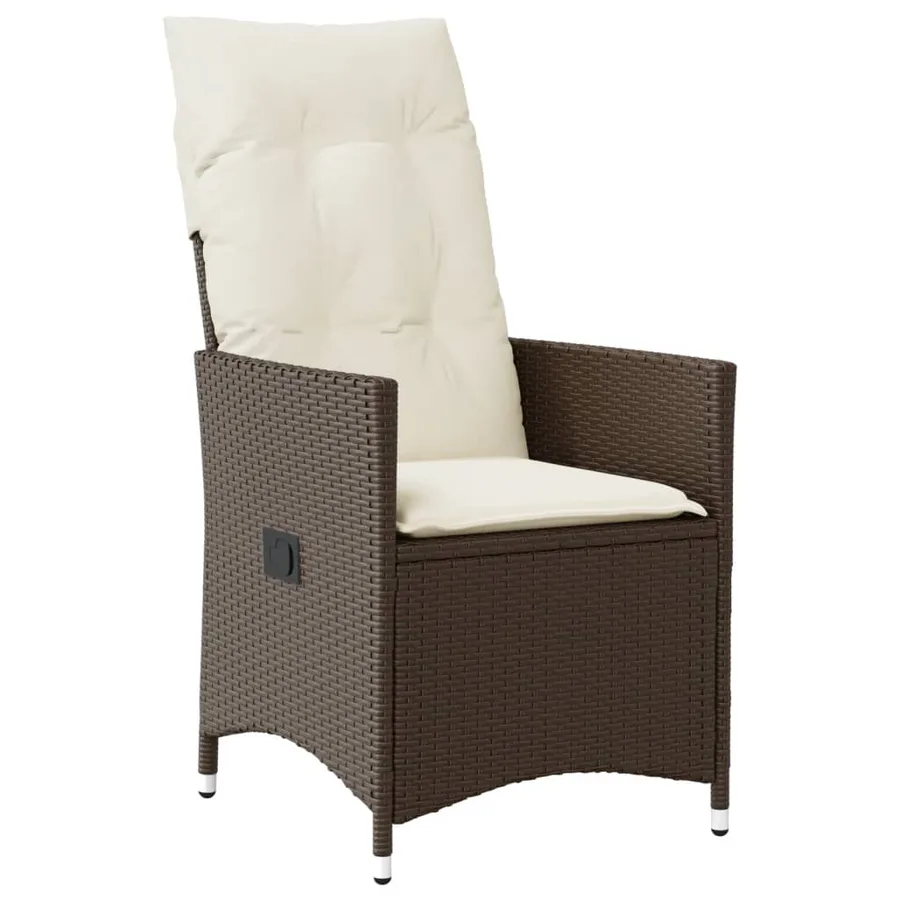 Ensemble à manger de jardin et coussins 9 pcs marron poly rotin - 3