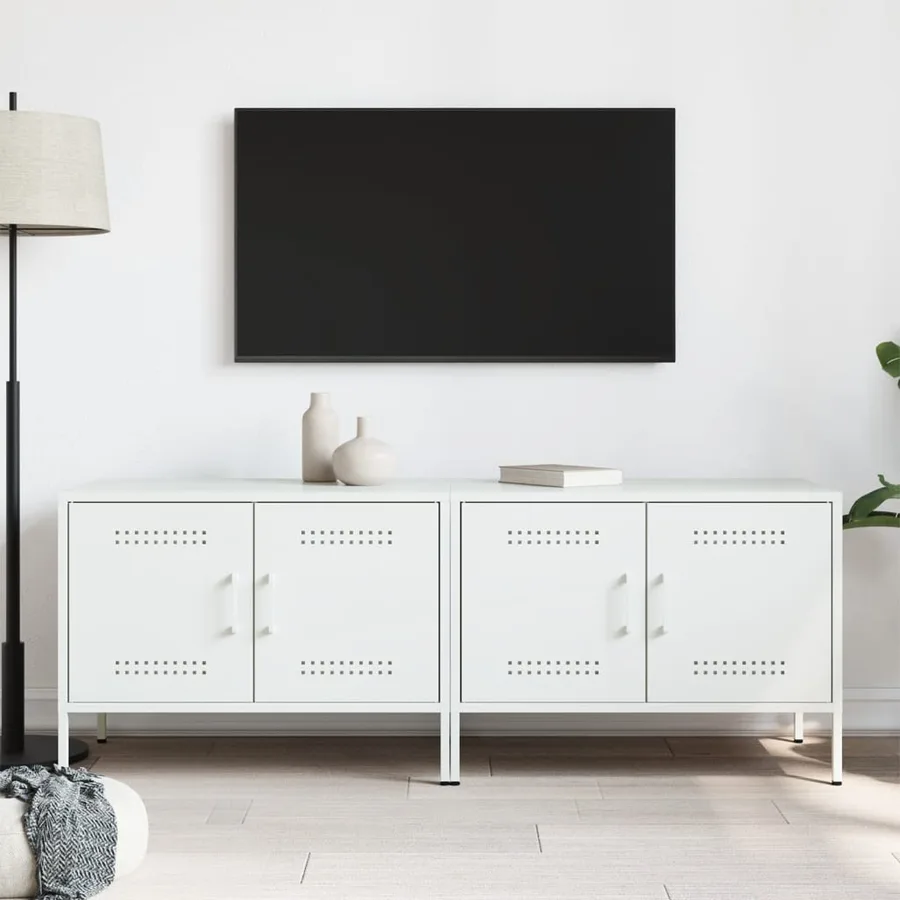 Meubles TV 2 pcs blanc 68x39x50,5 cm acier - 3