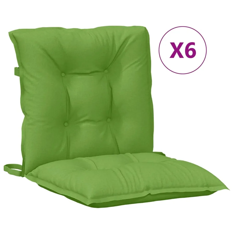 Coussins de chaise à dossier bas lot de 6 vert mélangé tissu - 2