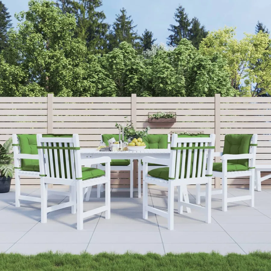 Coussins de chaise à dossier bas lot de 6 vert mélangé tissu - 3