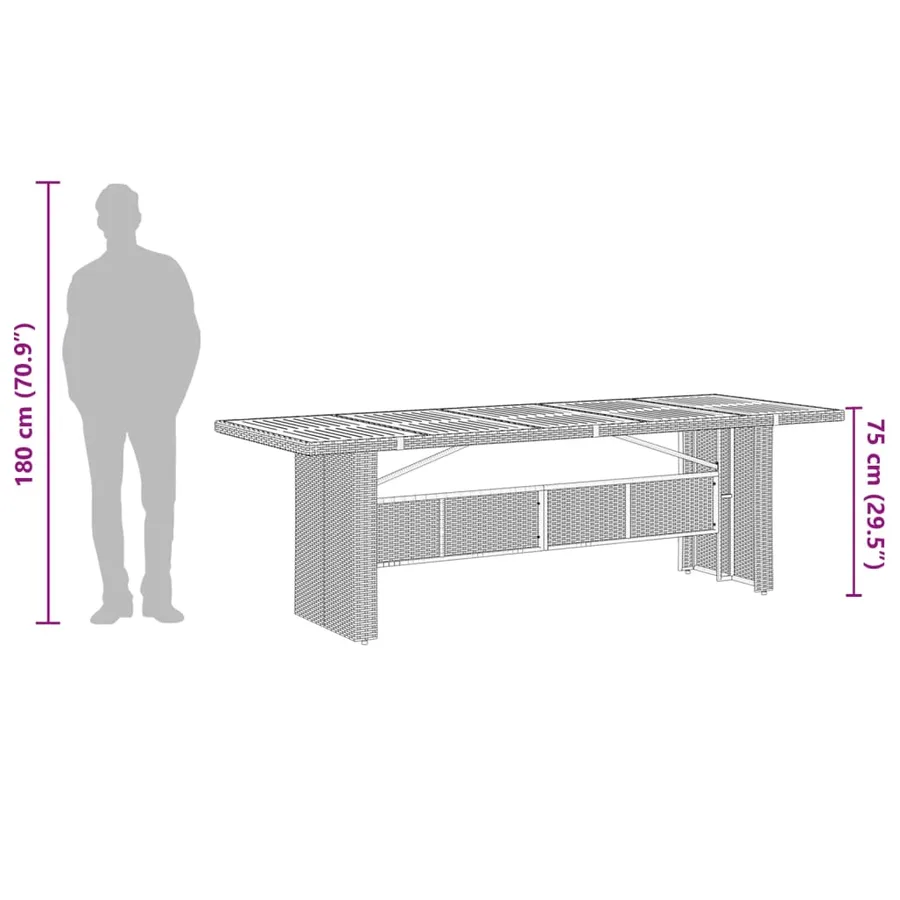 Ensemble à manger de jardin 11pcs avec coussins gris poly rotin - 8