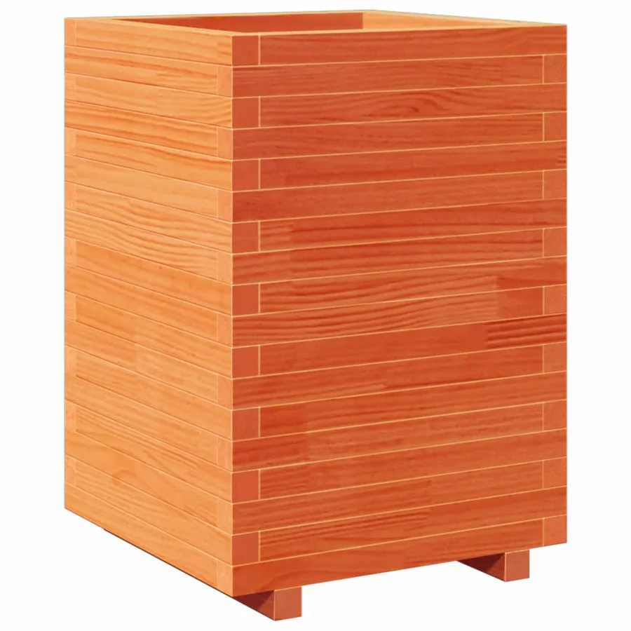 Jardinière cire marron 50x50x72,5 cm bois de pin massif - 2