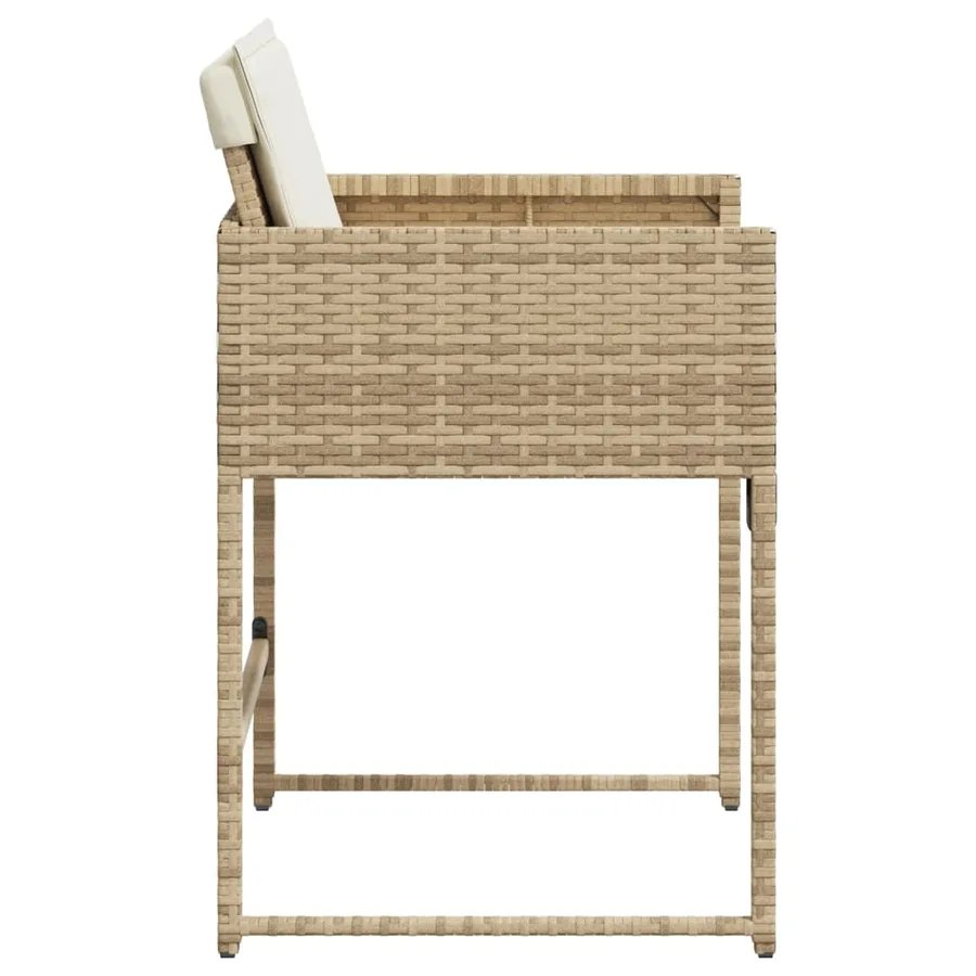 Chaises de jardin avec coussins lot de 4 beige résine tressée - 6