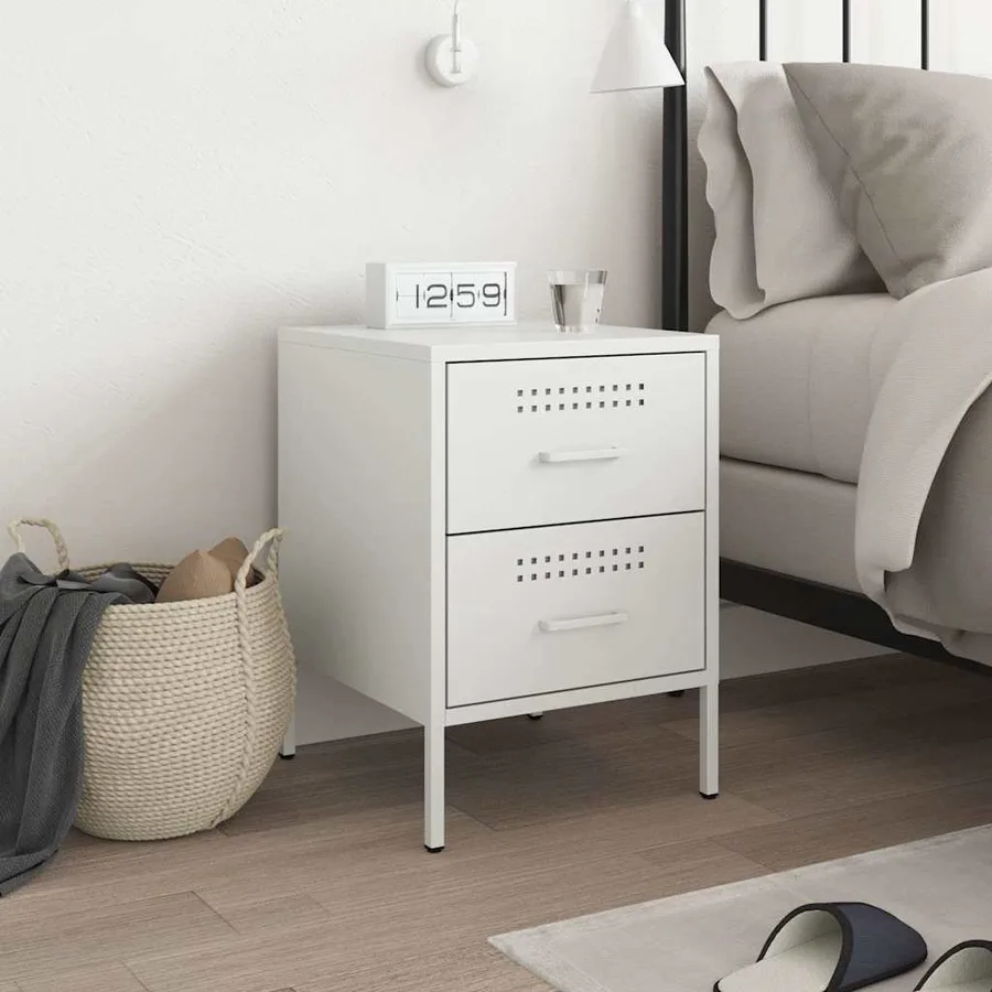 Table de chevet blanc 36x39x50,5 cm acier - 3