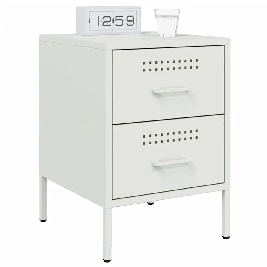 Table de chevet blanc 36x39x50,5 cm acier - 4