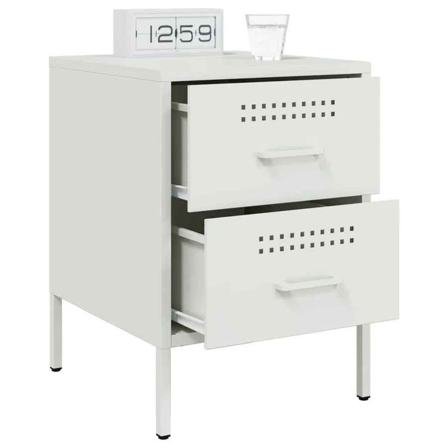 Table de chevet blanc 36x39x50,5 cm acier - 5