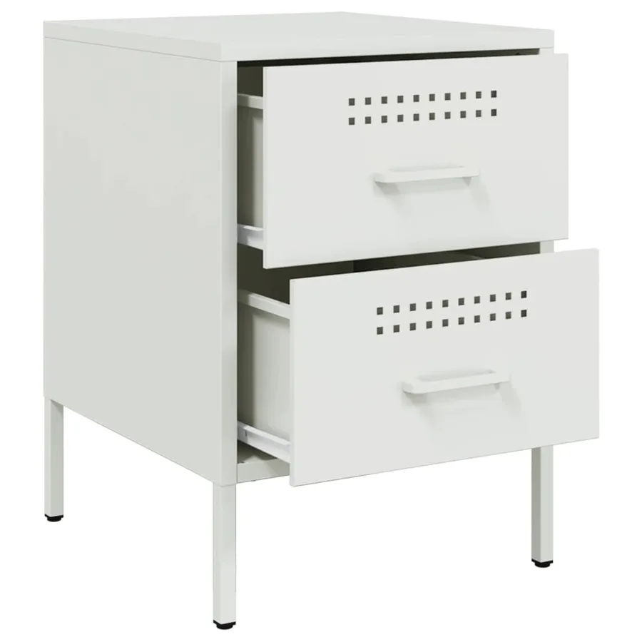 Table de chevet blanc 36x39x50,5 cm acier - 9