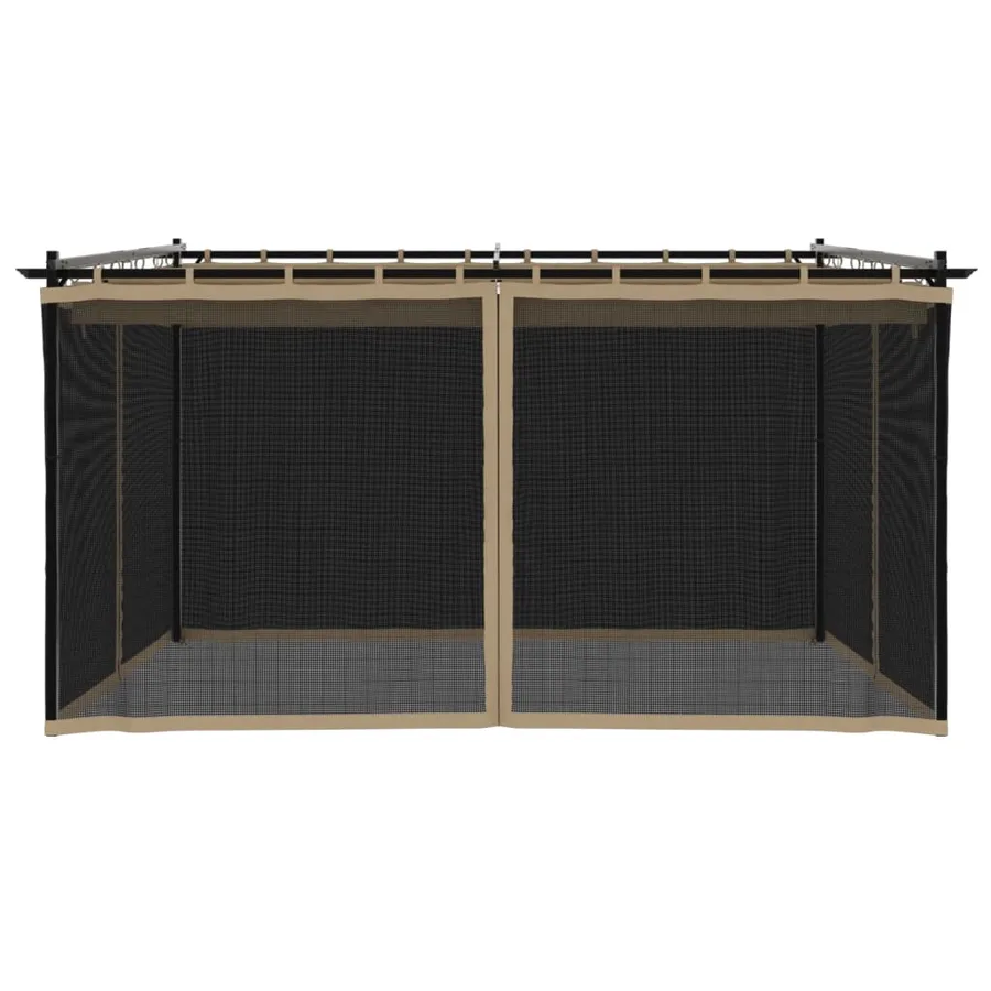 Tonnelle avec parois en filet taupe 4x3 m acier - 4