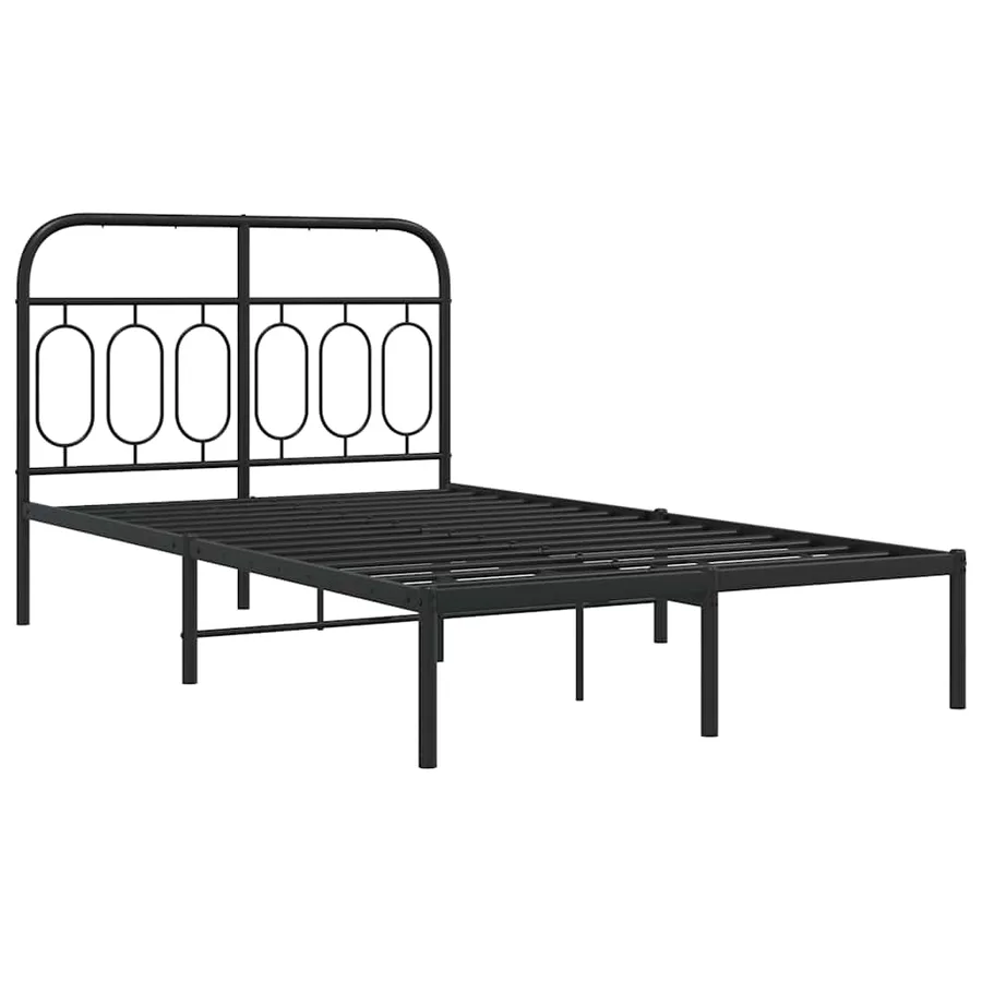 Cadre de lit métal sans matelas avec tête de lit noir 120x200cm - 3
