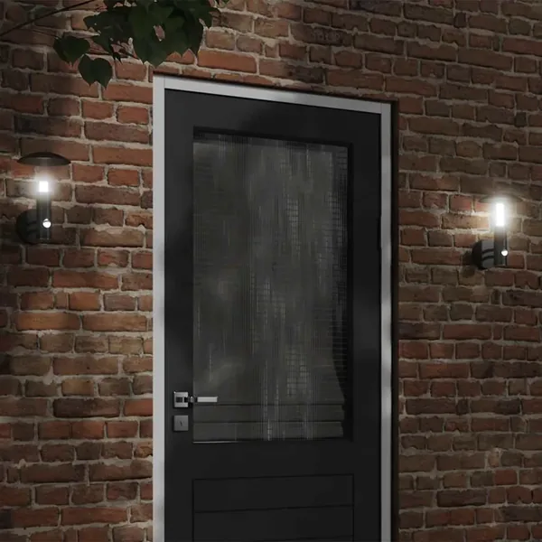 Applique murale d'extérieur avec capteur noir acier inoxydable