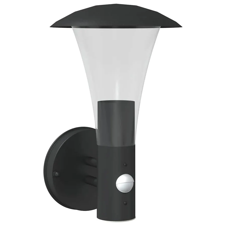 Applique murale d'extérieur avec capteur noir acier inoxydable - 2