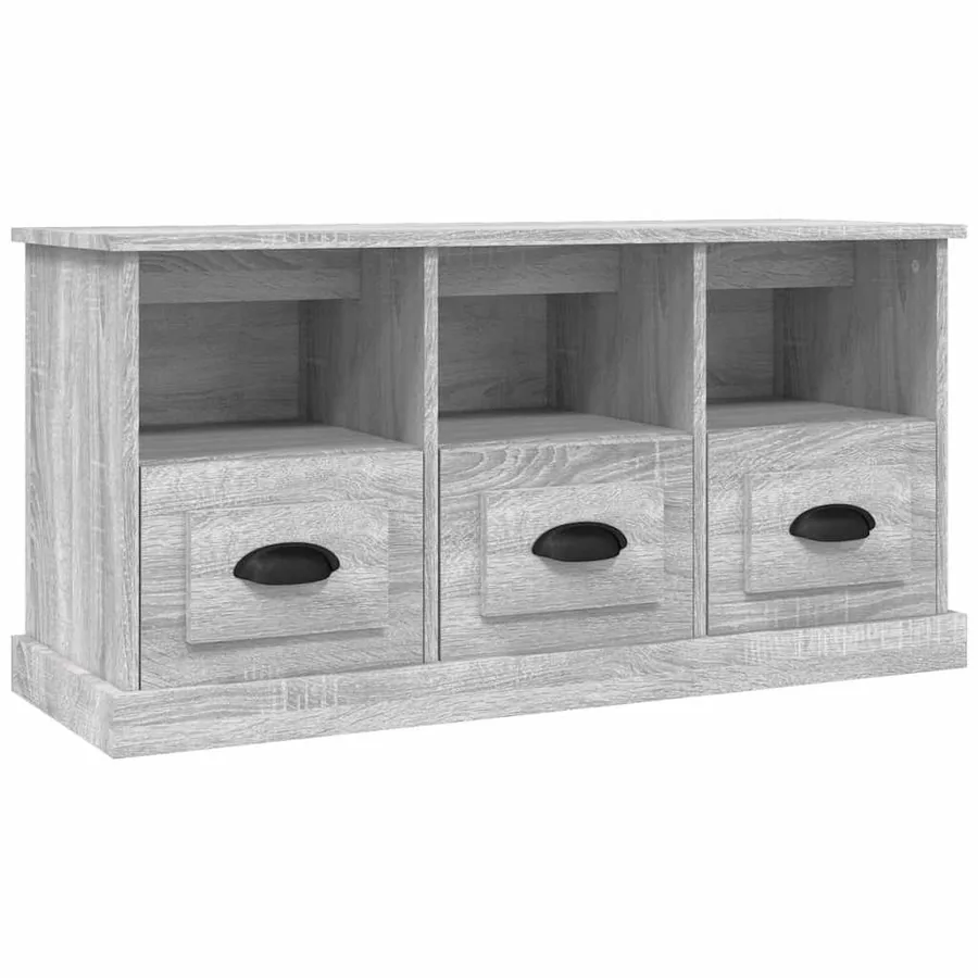 Meuble TV sonoma gris 100x35x50 cm bois d'ingénierie - 2