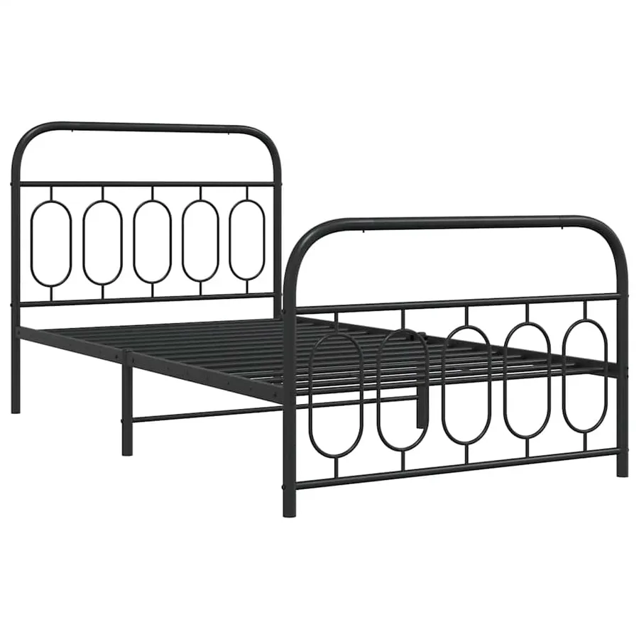 Cadre de lit métal sans matelas avec pied de lit noir 100x190cm - 3