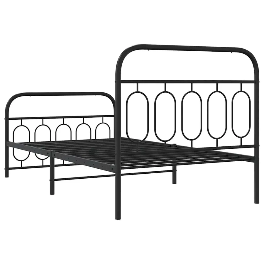 Cadre de lit métal sans matelas avec pied de lit noir 100x190cm - 6