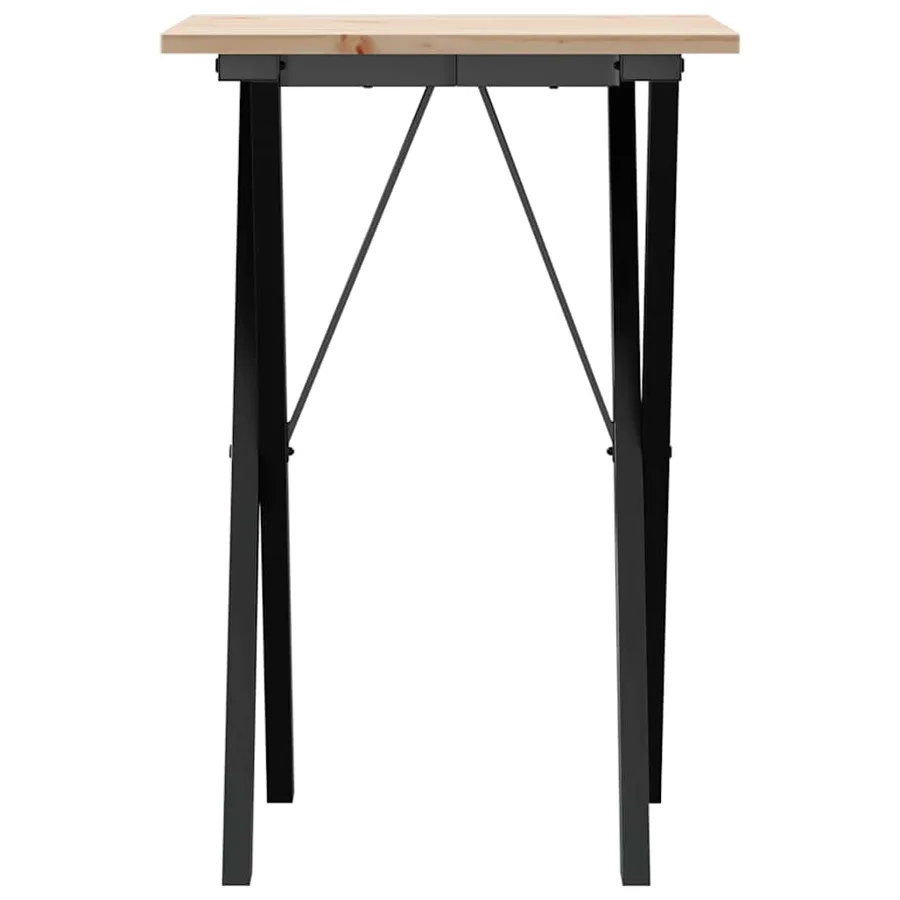 Table à manger cadre en X 50x50x75 cm bois de pin massif acier - 4