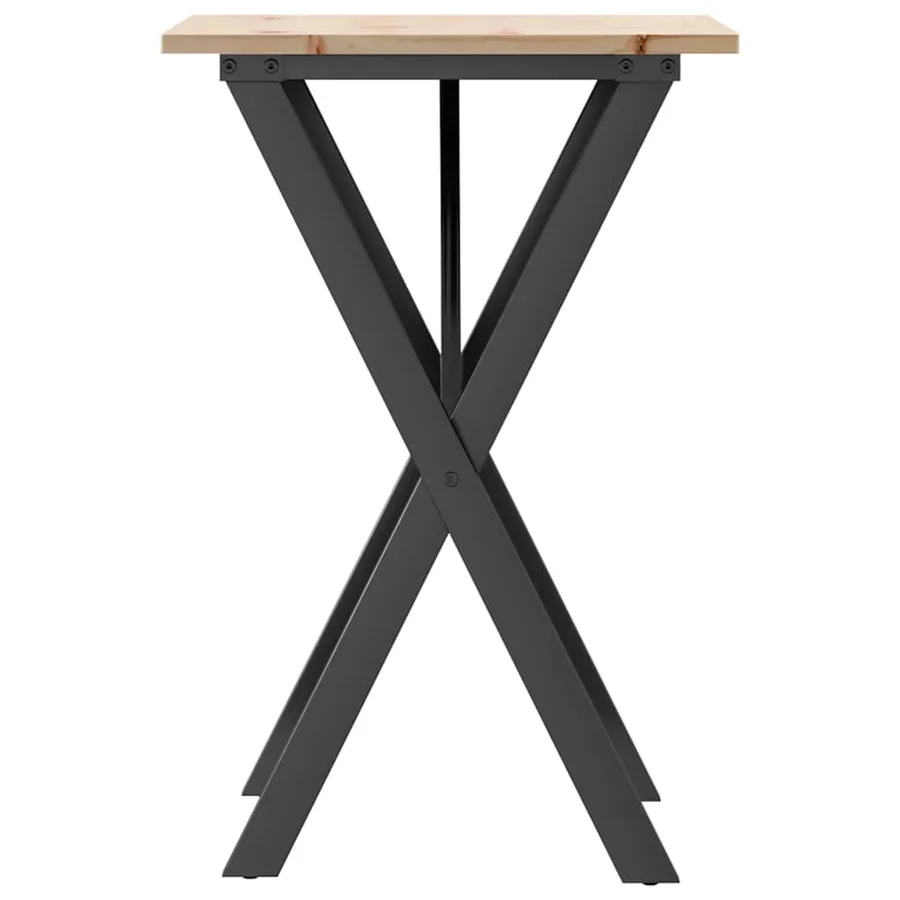 Table à manger cadre en X 50x50x75 cm bois de pin massif acier - 5