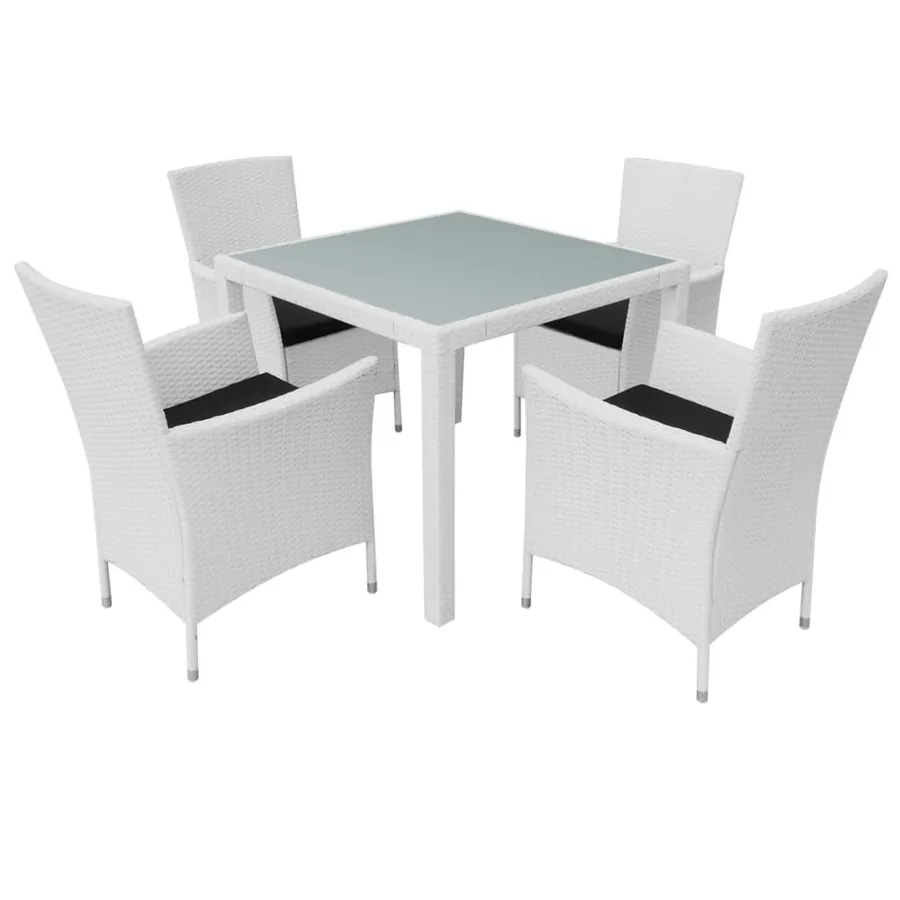 Salon de jardin 5 pcs Résine tressée Blanc-crème - 2