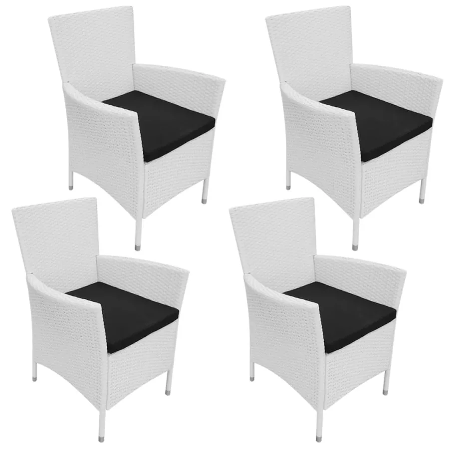 Salon de jardin 5 pcs Résine tressée Blanc-crème - 5