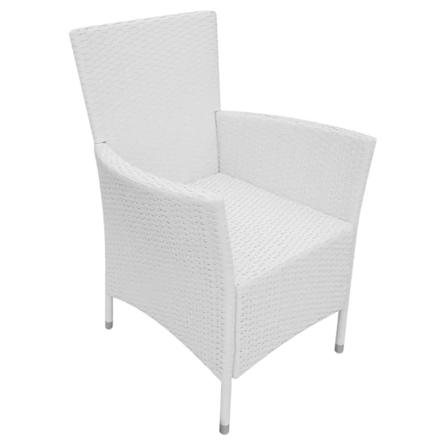 Salon de jardin 5 pcs Résine tressée Blanc-crème - 9