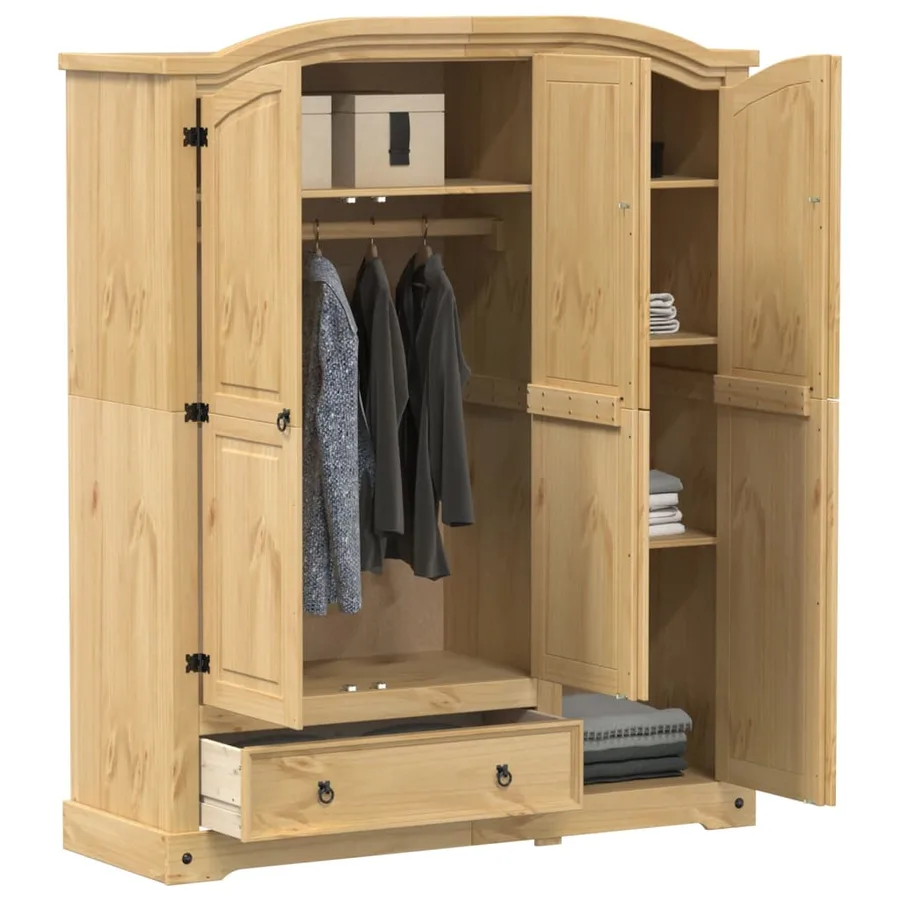 Garde-robe Corona 151,5x52x186 cm bois de pin massif - 3