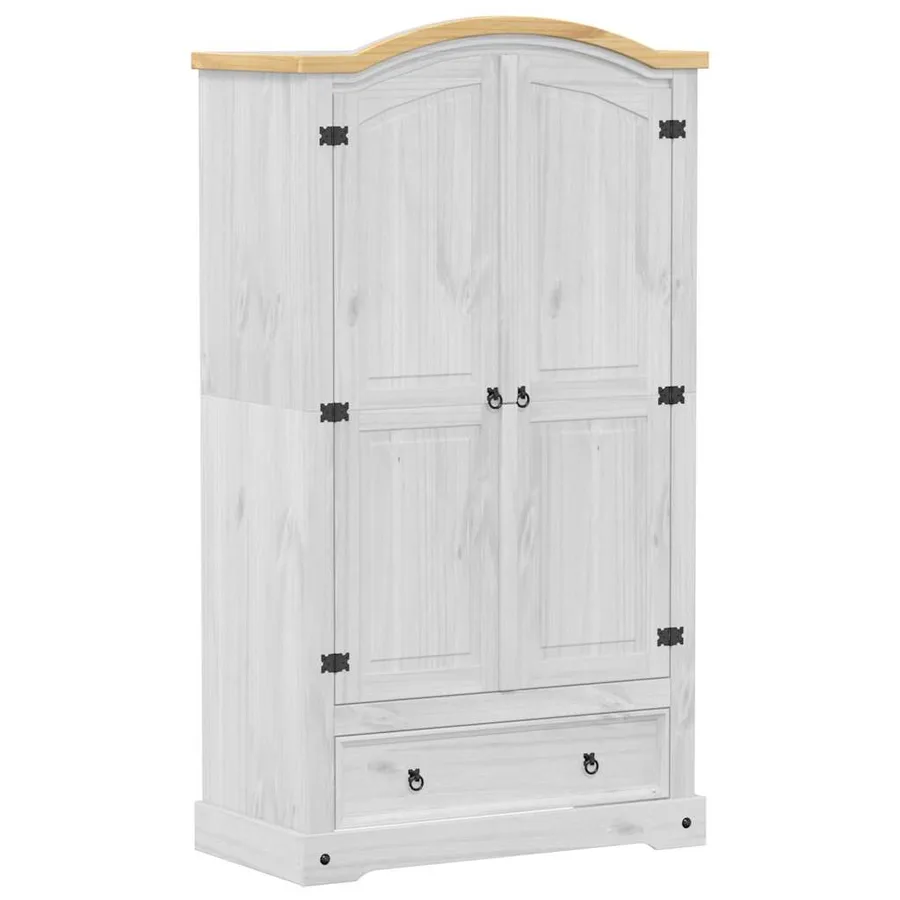 Garde-robe Corona blanc 102x52x186 cm bois de pin massif - 2