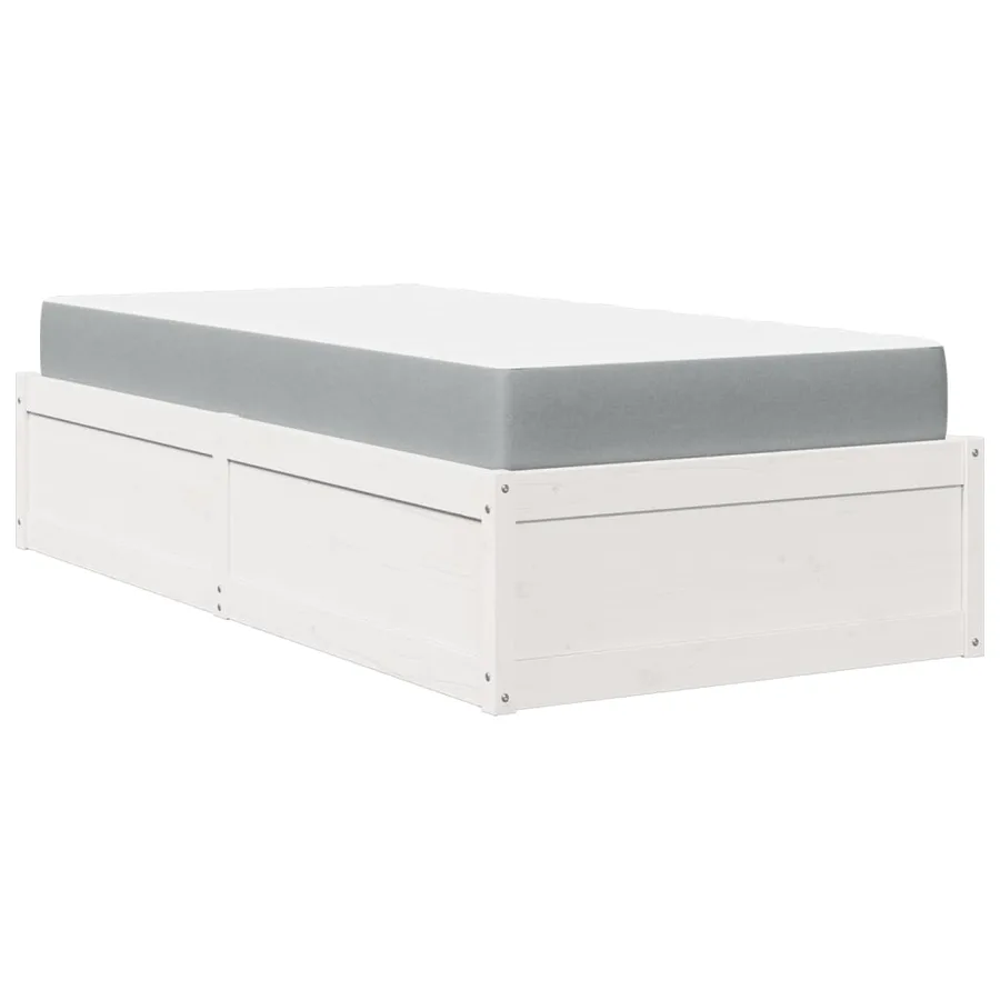 Lit avec matelas blanc 90x190 cm bois massif de pin - 2