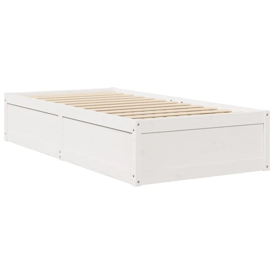 Lit avec matelas blanc 90x190 cm bois massif de pin - 5