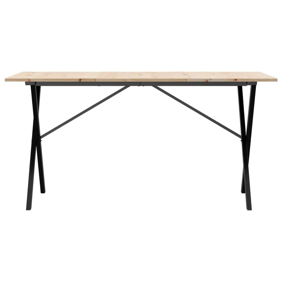 Table à manger cadre en X 140x80x75 cm bois de pin massif acier - 4
