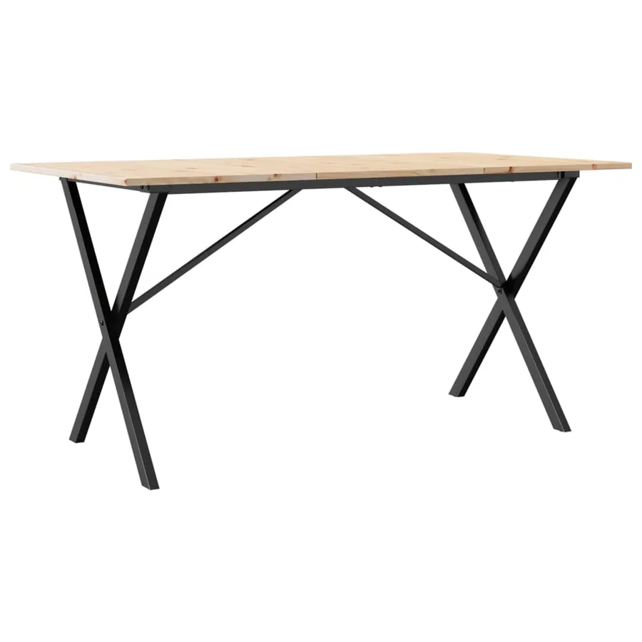 Table à manger cadre en X 140x80x75 cm bois de pin massif acier - 6