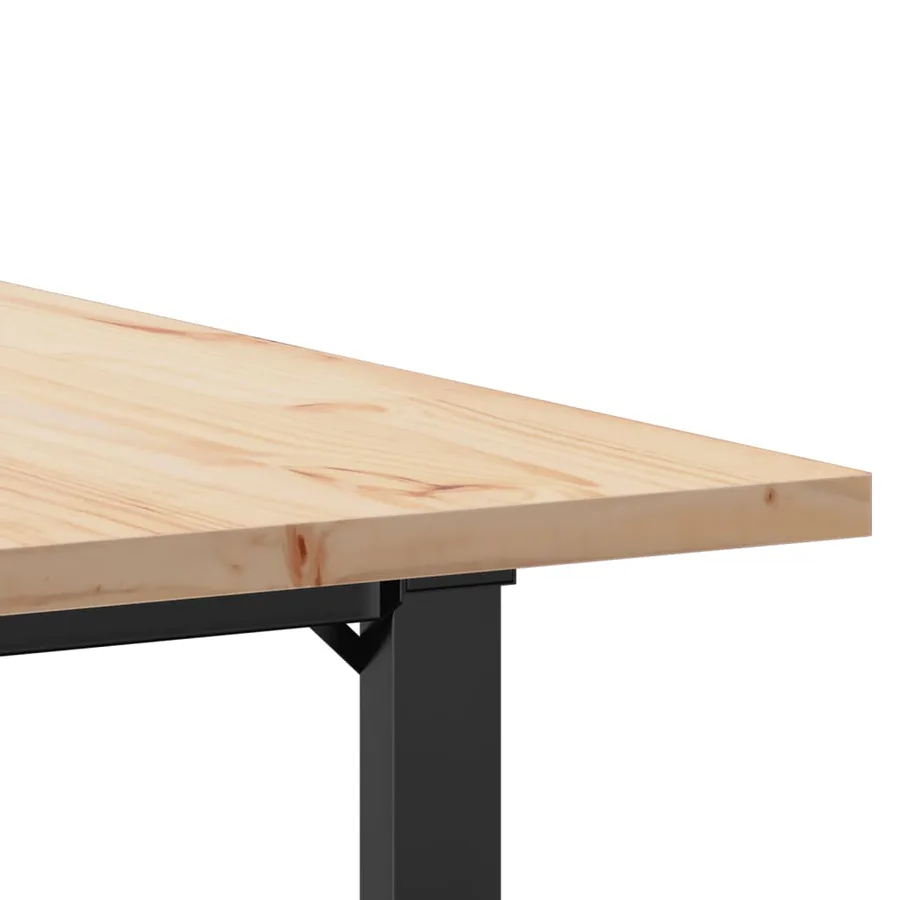 Table à manger cadre en O 90x90x75,5cm bois de pin massif acier - 7