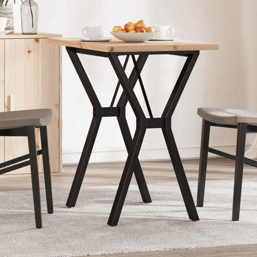 Table à manger cadre en Y 80x50x75,5cm bois de pin massif acier
