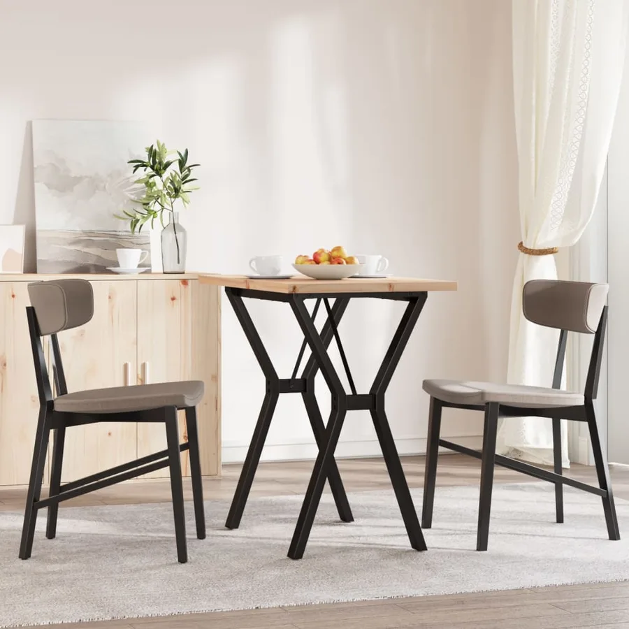 Table à manger cadre en Y 80x50x75,5cm bois de pin massif acier - 3