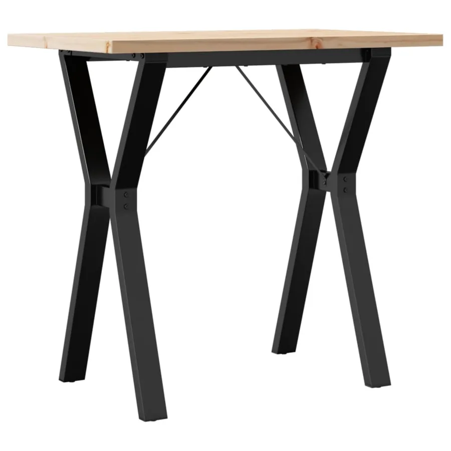 Table à manger cadre en Y 80x50x75,5cm bois de pin massif acier - 6