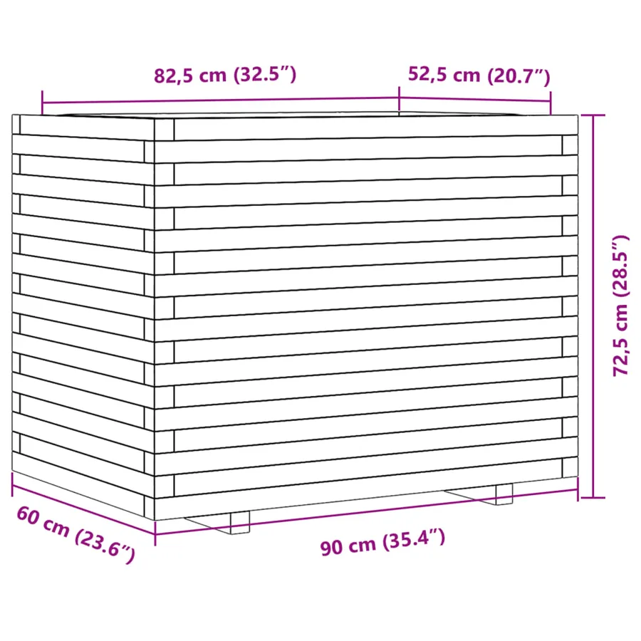 Jardinière blanc 90x60x72,5 cm bois de pin massif - 10