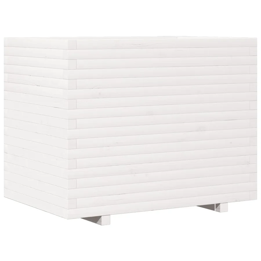 Jardinière blanc 90x60x72,5 cm bois de pin massif - 7